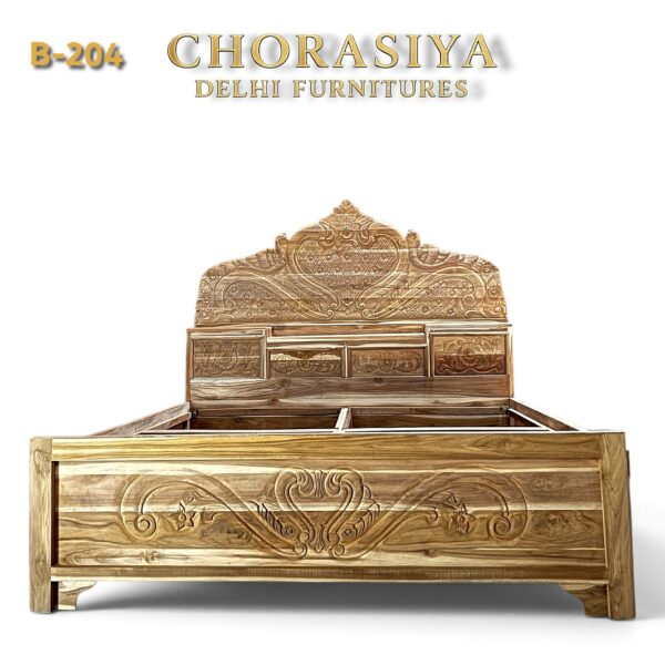 B-204 Solid Teak Wood (Sagwan) Raw Wooden Bed (Unpolished / Kora)