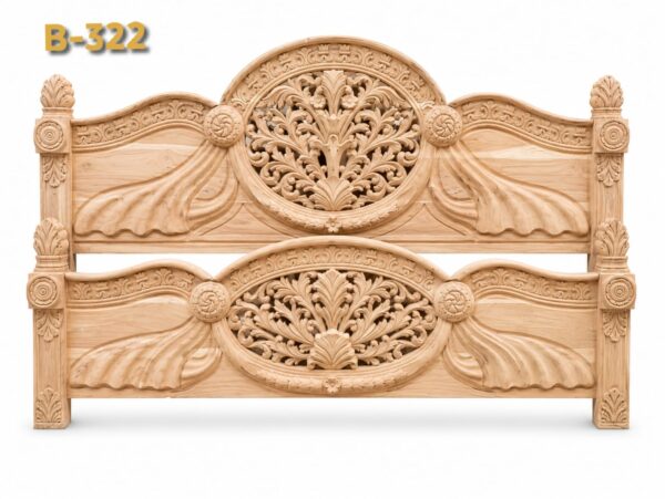 B-322 Without Counter, Plain Design Bed Solid Teak Wood (Sagwan)