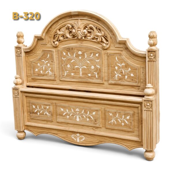 B-320 Without Counter, Plain Design Bed Solid Teak Wood (Sagwan)