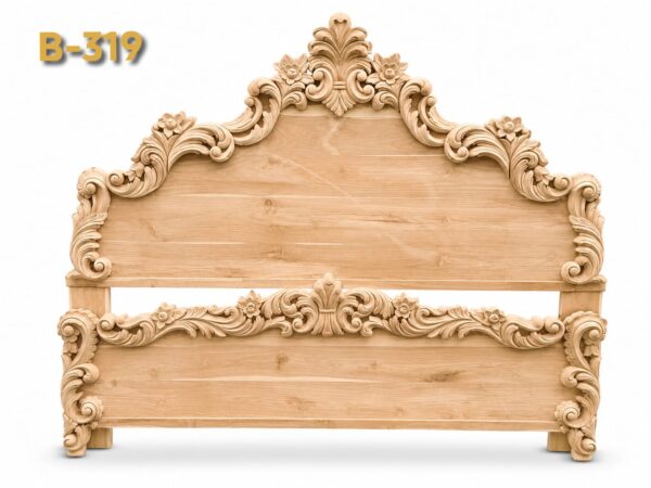 B-319 Without Counter, Plain Design Bed Solid Teak Wood (Sagwan)