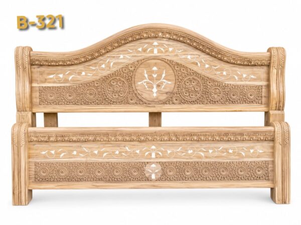 B-321 Without Counter, Plain Design Bed Solid Teak Wood (Sagwan)