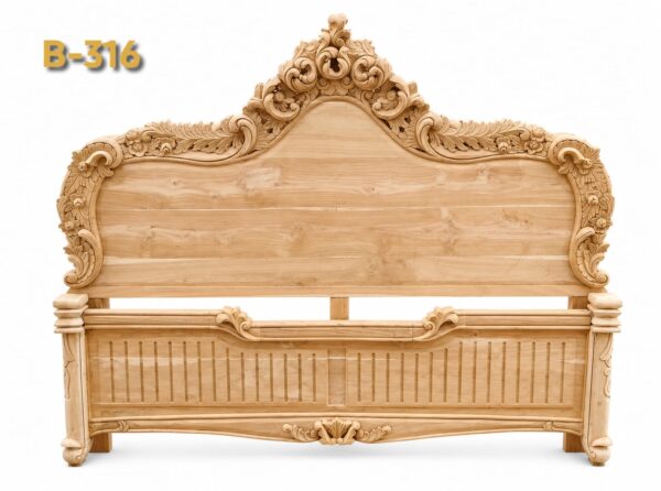 B-316 Solid Teak Wood (Sagwan) Without Counter, Plain Design Bed