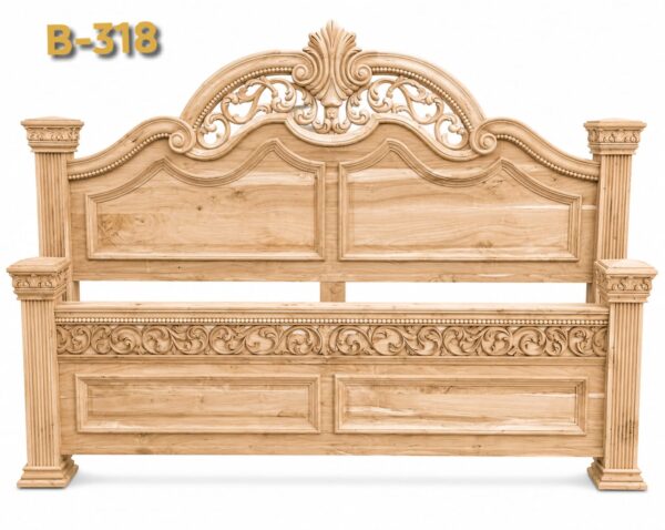 B-318 Without Counter, Plain Design BedSolid Teak Wood (Sagwan)
