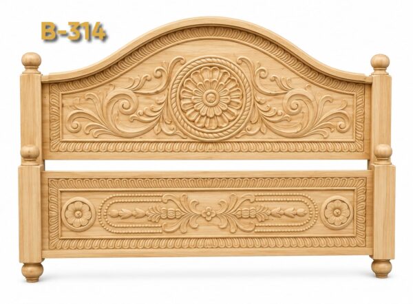 B-314 Solid Teak Wood (Sagwan) Without Counter, Plain Design Bed
