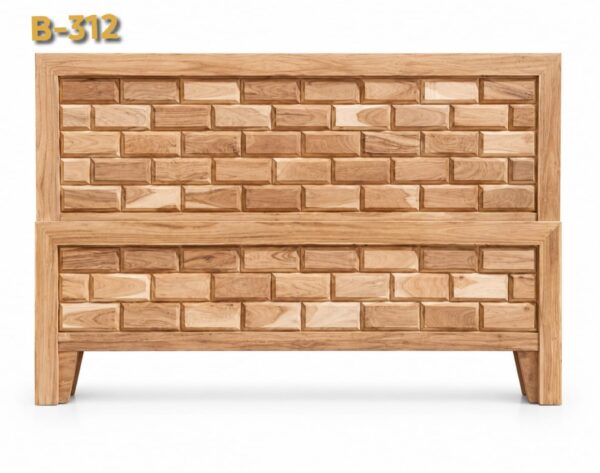 B-312 Solid Teak Wood (Sagwan) Without Counter, Plain Design Bed