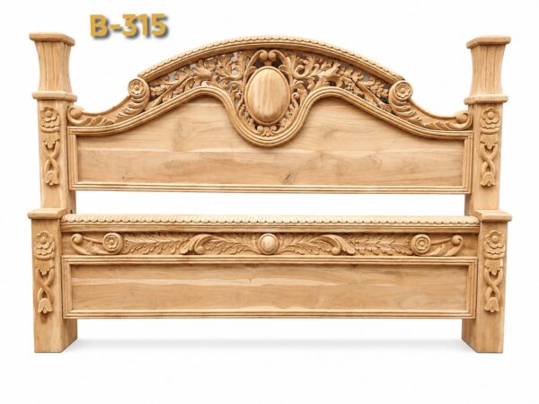 B-315 Solid Teak Wood (Sagwan) Without Counter, Plain Design Bed