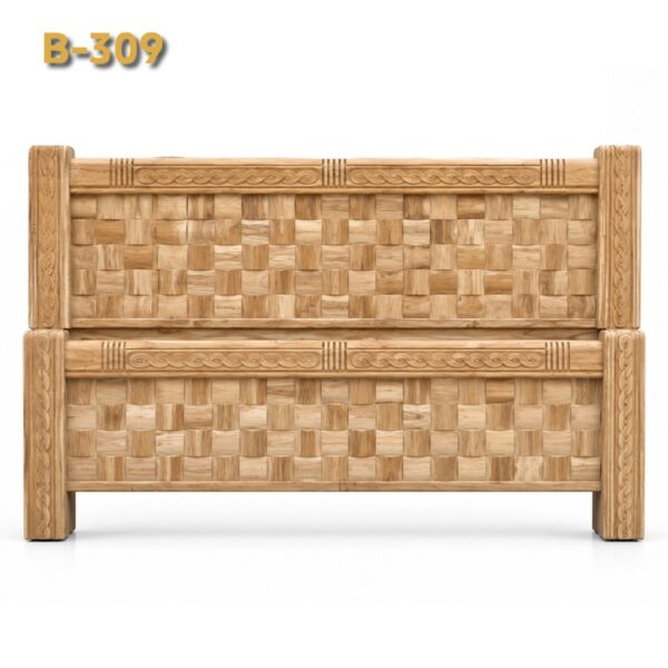 B-309 Solid Teak Wood (Sagwan) Without Counter, Plain Design Bed