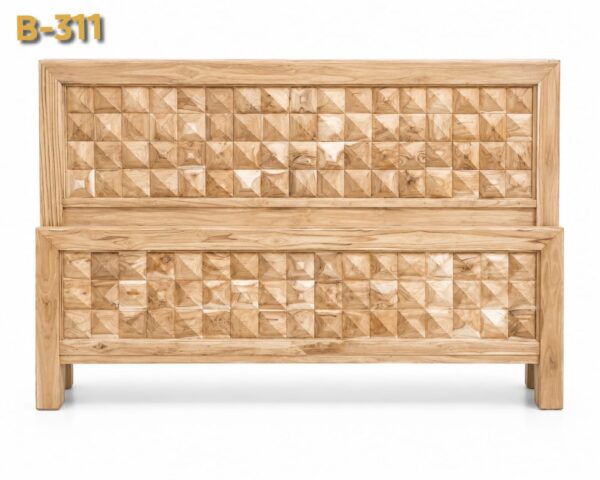 B-311 Solid Teak Wood (Sagwan) Without Counter, Plain Design Bed