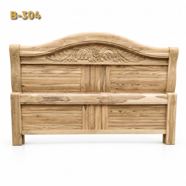 B-304 Solid Teak Wood (Sagwan) Without Counter, Plain Design Bed
