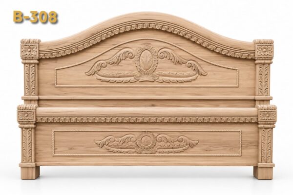 B-308 Solid Teak Wood (Sagwan) Without Counter, Plain Design Bed