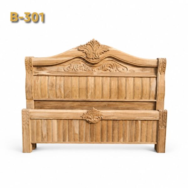 B-301 Solid Teak Wood (Sagwan) Without Countar, Plain Design Bed