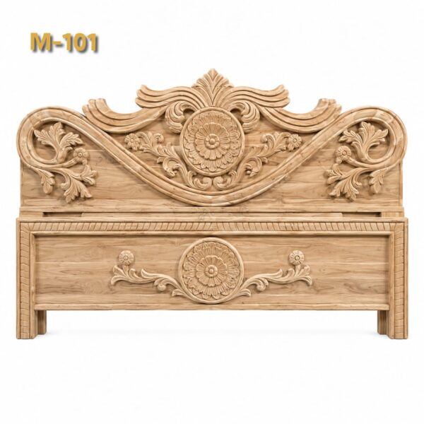 M-101  Without Counter, Plain Design Bed (Sagwan)