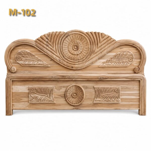 M-102 Without Counter, Plain Design Bed (Sagwan)